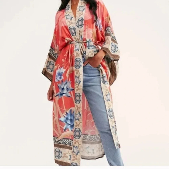 Tops - Coming Soon-New Bohemian Floral Kimono Duster